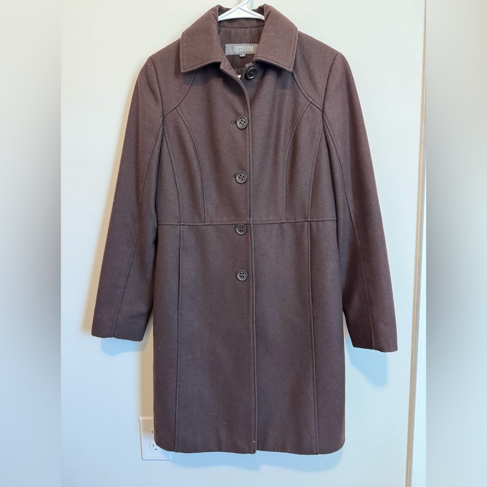 Kenneth Cole reaction Classic Brown Wool Walker Car Coat Sz 4